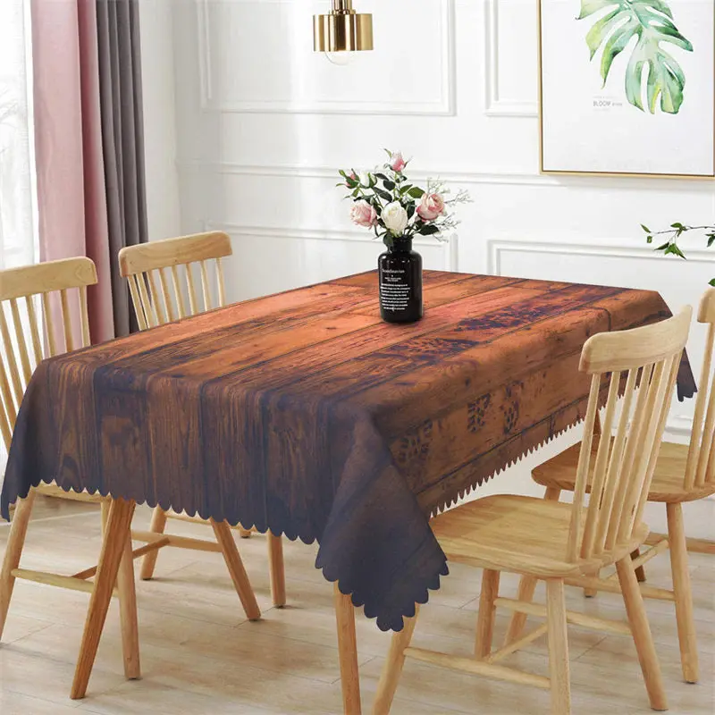 Reddish Brown Wooden Texture Rectangle Tablecloth - Aperturee