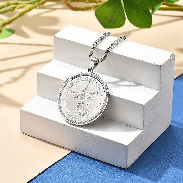 304 Stainless Steel Rhinestone Pendant Necklaces for Women