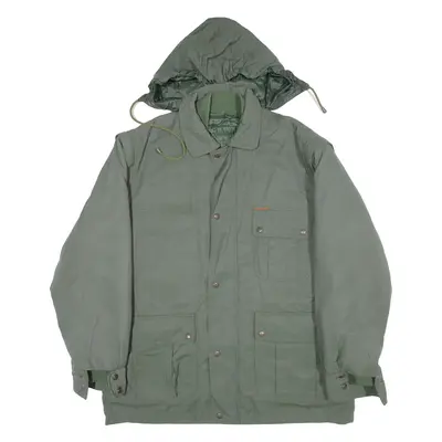 Mens Parka Jacket Green Hooded 2XL