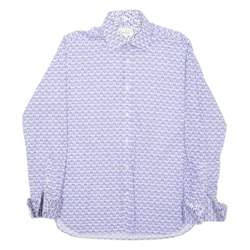 TED BAKER Mens Shirt Blue Floral Long Sleeve L