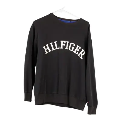 Tommy Hilfiger Spellout Sweatshirt - Small Black Cotton