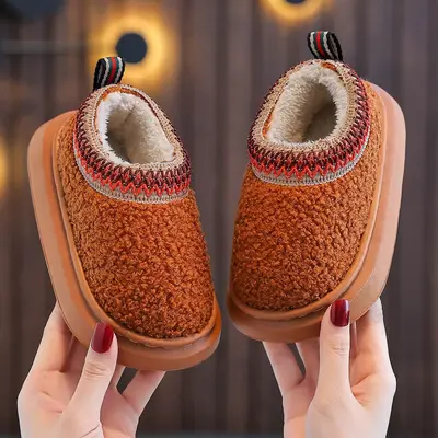 Children's slippers autumn and winter bag heel for boys and girls, little boys and girls indoor home fur shoes, soft sole, 20...