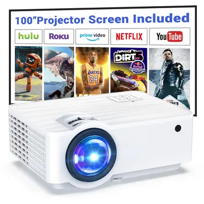 GROVIEW Mini Projector, 1080P HD, Portable Movie Projector with 100\