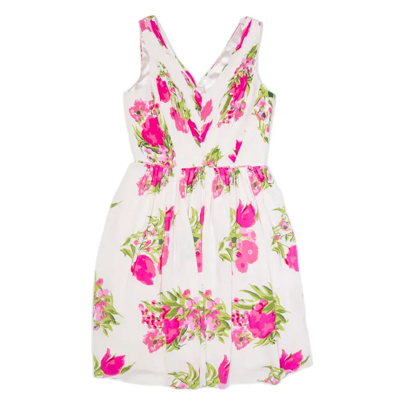 BODEN Womens Fit & Flare Dress Cream Viscose Floral Sleeveless Knee Length UK 8
