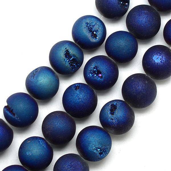 Electroplated Natural Druzy Geode Agate Beads Strands