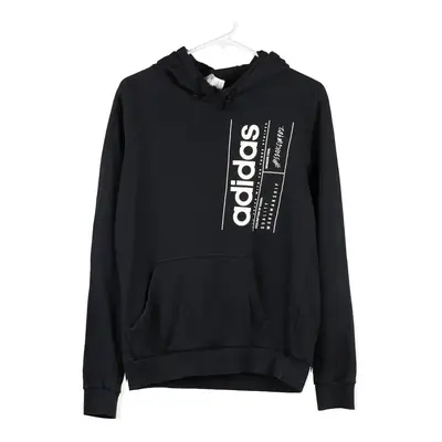 Adidas Spellout Hoodie - Small Black Cotton Blend