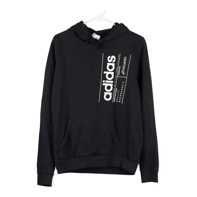 Adidas Spellout Hoodie - Small Black Cotton Blend