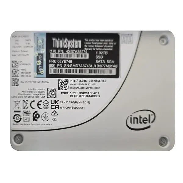 4XB7A38274 Lenovo 1.92TB SATA 6Gb/s Hot-Swappable 2.5-Inch Solid State Drive for DCG ThinkSystem