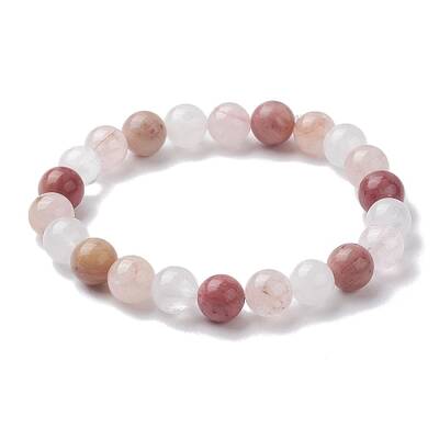 Natural Mixed Gemstone Round Beaded Stretch Bracelets for Women