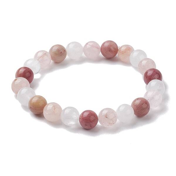 Natural Mixed Gemstone Round Beaded Stretch Bracelets for Women