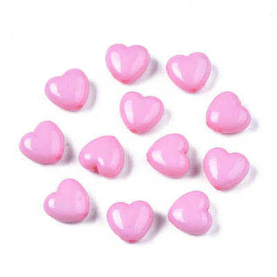 Pearl Pink Heart Acrylic Beads