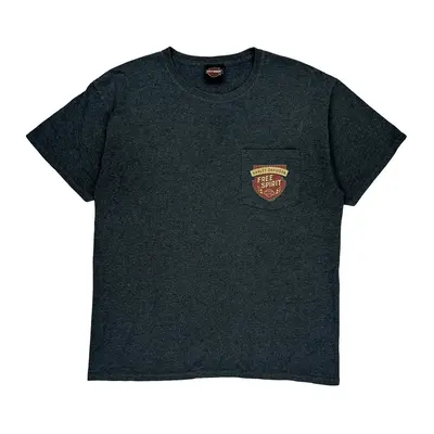 Harley Davidson Graphic T-Shirt - Large Grey Cotton