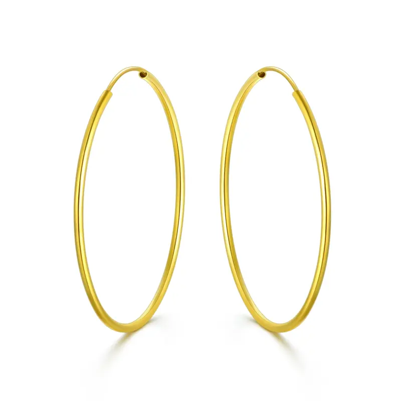 18K Gold Circle Hoop Earrings