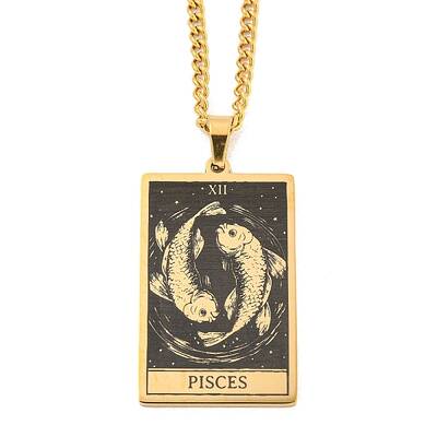 304 Stainless Steel Tarot Pendant Necklaces