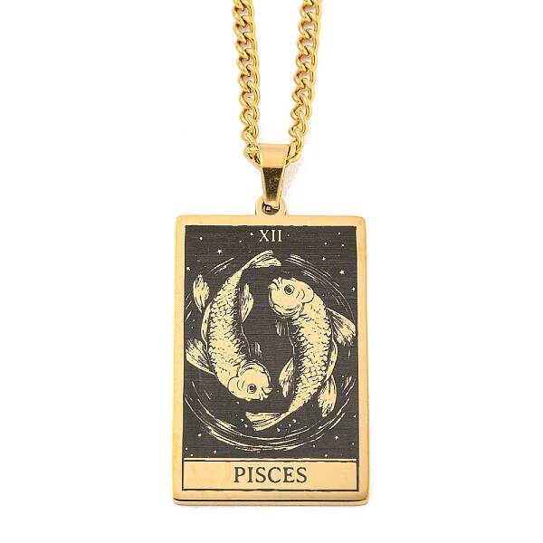 304 Stainless Steel Tarot Pendant Necklaces