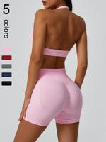Two-piece Set Women's Solid Color Seamless Sportswear Set for Yoga Gym Workout Running, Ladies Summer Sportswear, Activewear,...