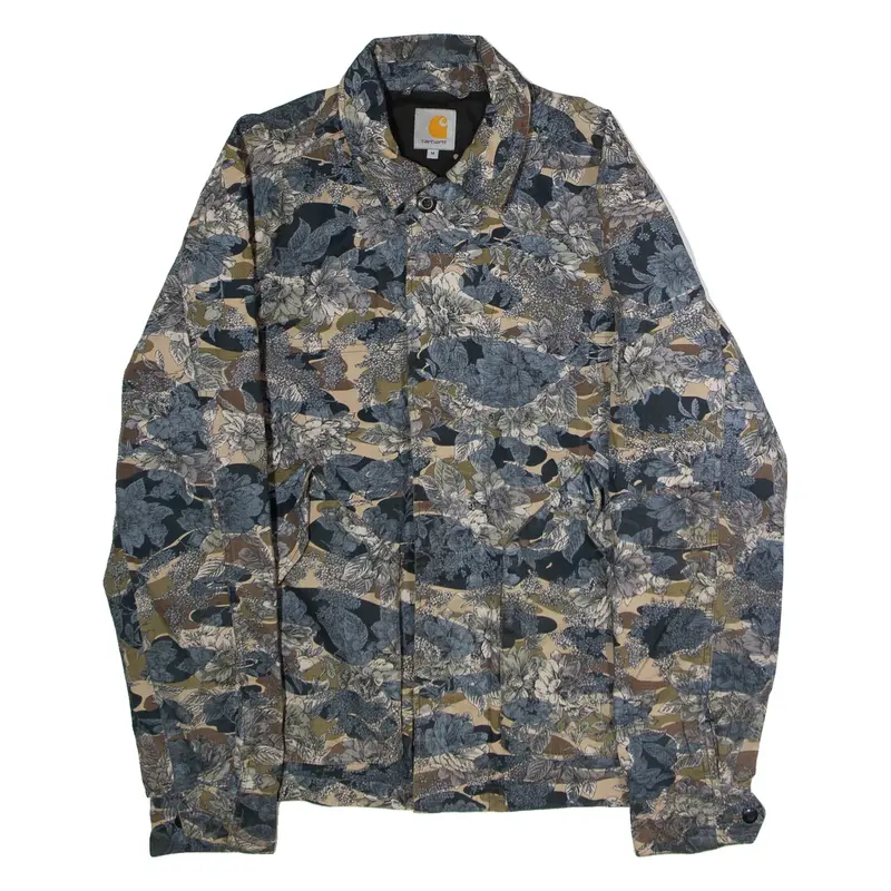 CARHARTT WIP Lennox Mens Wax Jacket Blue Canvas Floral M