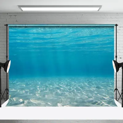 Silent Blue Undersea Wave Sunshine Summer Backdrop - Aperturee