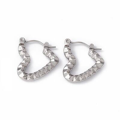 Non-Tarnish 304 Stainless Steel Heart Hoop Earrings for Women