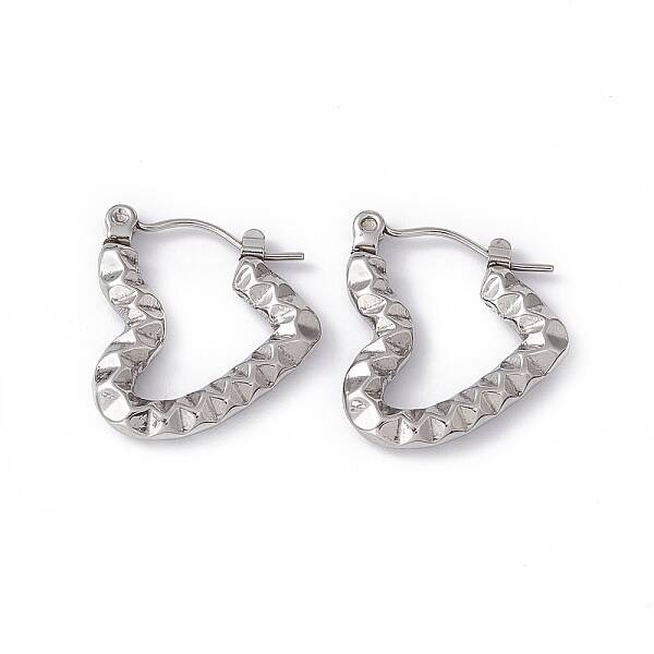 Non-Tarnish 304 Stainless Steel Heart Hoop Earrings for Women