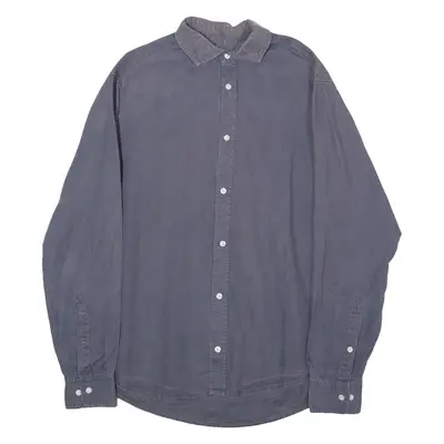 ARMANI JEANS Custom Fit Mens Plain Shirt Grey Long Sleeve 2XL