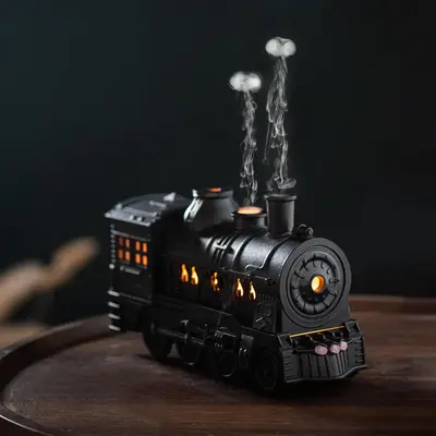 Train Design Air Humidifier, Simulated Steam Engine Train Aromatherapy Diffuser, Essential Oil Diffuser for Home Office Decor...