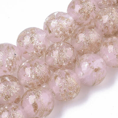 Handmade Gold Sand Lampwork Beads Strands