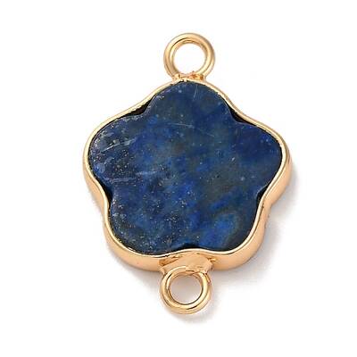 Natural Lapis Lazuli Flower Connector Charms