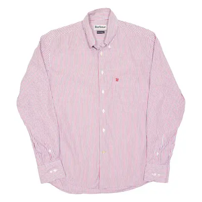 BARBOUR Mens Shirt Red Striped Long Sleeve M
