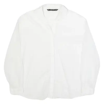 ZARA Womens Shirt White Collared Long Sleeve S
