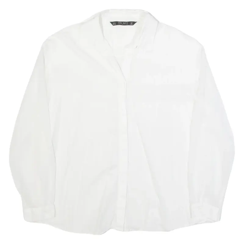 ZARA Womens Shirt White Collared Long Sleeve S