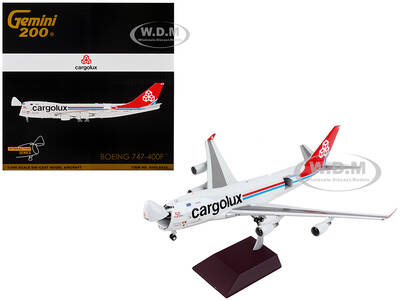 Boeing 747-400F Commercial Aircraft Cargolux Gray with Red Tail Gemini 200 - Interactive Series 1/200 Diecast Model Airplane ...