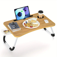 Versatile Foldable Lap Table with Tray, Cup Holder & Drawer - Portable Wooden Laptop Desk for Bed, Sofa, Reading & Writing, A...