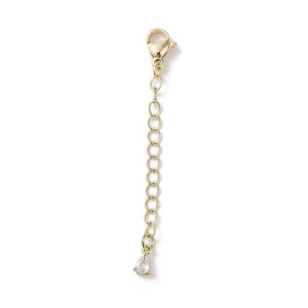 Brass Micro Pave Clear Cubic Zirconia Chain Extender