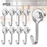 8 Pack Swivel Swing Magnetic Hook 30LBS Heavy Duty Magnetic Hooks Strong Neodymium Magnet Hook for Hanging, Perfect for Refri...