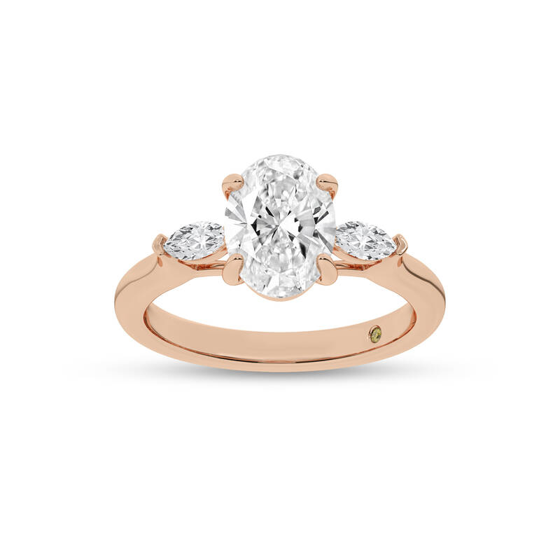 Maui Three Stone Oval Lab Grown Diamond Engagement Ring | Rose Gold 1 1/5 - 4 1/2 CT. TW.
