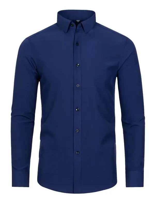 Men's Basic Button Front Collar Shirt, Slim Fit Long Sleeve Solid Top for Daily Office Work Wear, Shirts for Men, Streetwear,...