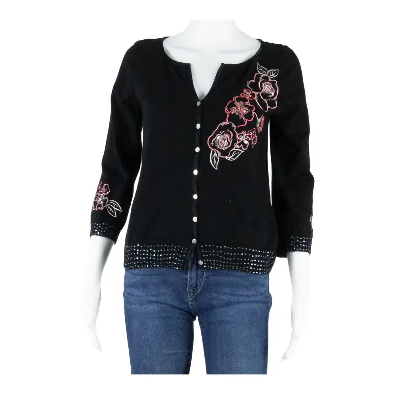 COAST Cardigan Womens Top Black V-Neck Long Sleeve S