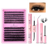 Natural Look Lash Clusters Extension Set, Eyelashes Cluster with Tweezers, Glue and Lash Remover, Eyelashes Extensions,profes...