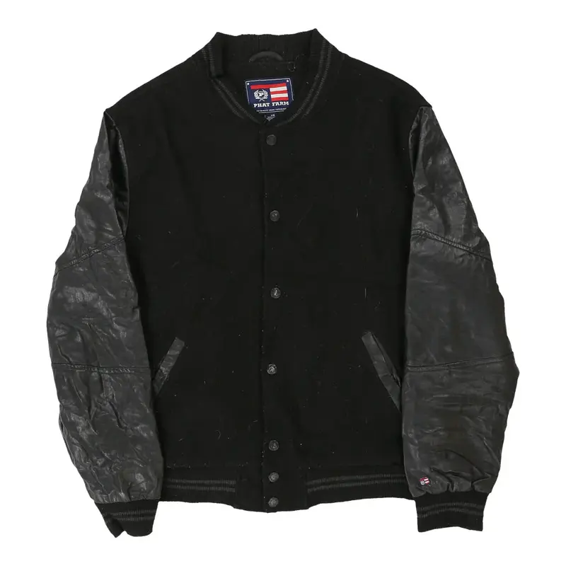 Phat Farm Varsity Jacket - Large Black Polyester