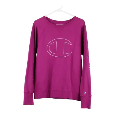 Champion Sweatshirt - Large Purple Cotton Blend