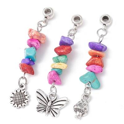 Dyed Synthetic Turquoise Chip Pendants