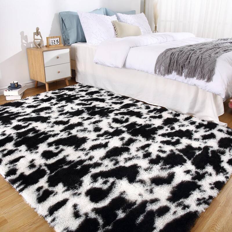 Garvee 5x8 Rug Shag Rug for Living Room Shaggy Rug Kids Rug Plush Rug Cow Printed Carpet Bedroom Fluffy Rug Bedside Rug Soft ...