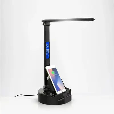 Lumicharge III LED Desk Lamp with Wireless Charging Bluetooth Speaker App Controls Adjustable Color Modes Brightness Cup Pen ...