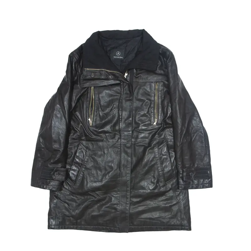 MERCEDES-BENZ Insulated Leather Jacket Black Womens M