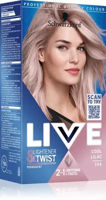 Schwarzkopf LIVE Lightener & Twist permanent hair dye to lighten hair color 104 Cool Lilac
