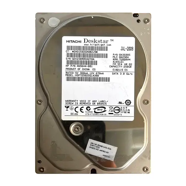 0A36885 Hitachi Deskstar P7K500 Series 250GB 7200RPM SATA 3Gb/s 8MB Cache 3.5-inch Hard Drive