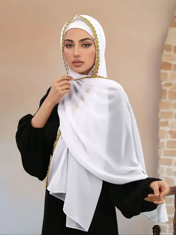 Women's Chiffon Headscarf Hat, Elegant Breathable Long Scarf, Fashion Sun Protection Jersey Hijab, Soft Comfortable All Seaso...