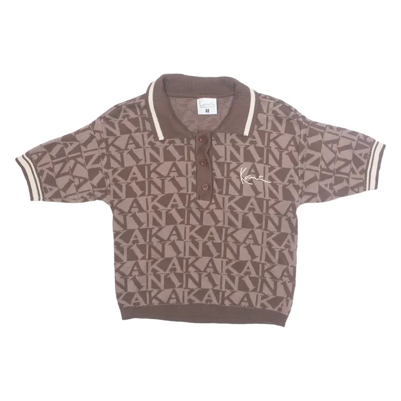 KARL KANI Cropped Womens Printed Shirt Brown Collared S