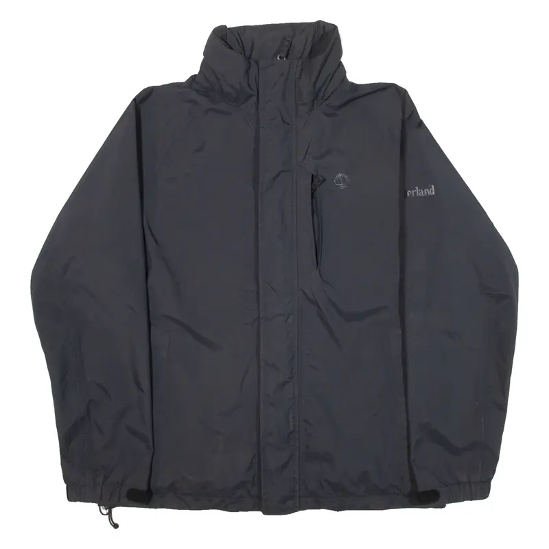 TIMBERLAND Mens Rain Jacket Black Nylon Hooded S